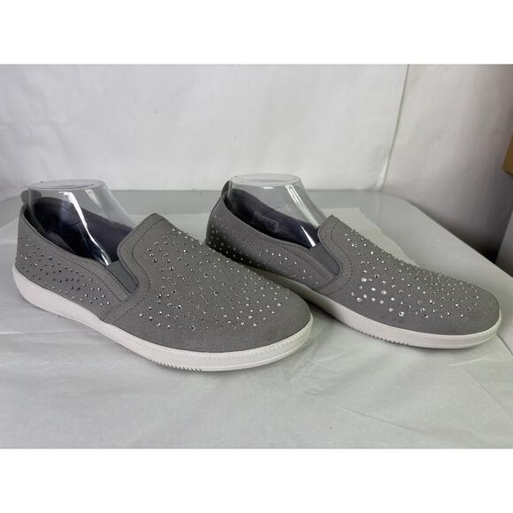 Skechers Womens 11 Wide Fit Slip On Air Cooled Memory Foam Shoes Rhinestones - Picture 1 of 10